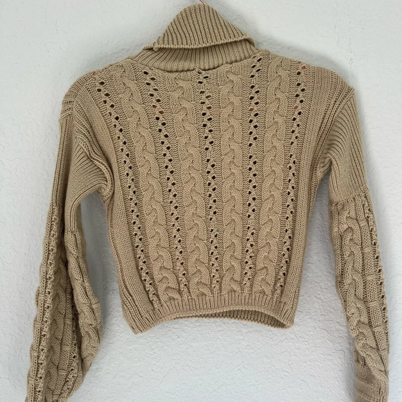 Pretty Little Thing Petite Khaki Roll Neck Crop Turtleneck Sweater Size S - Picture 9 of 13